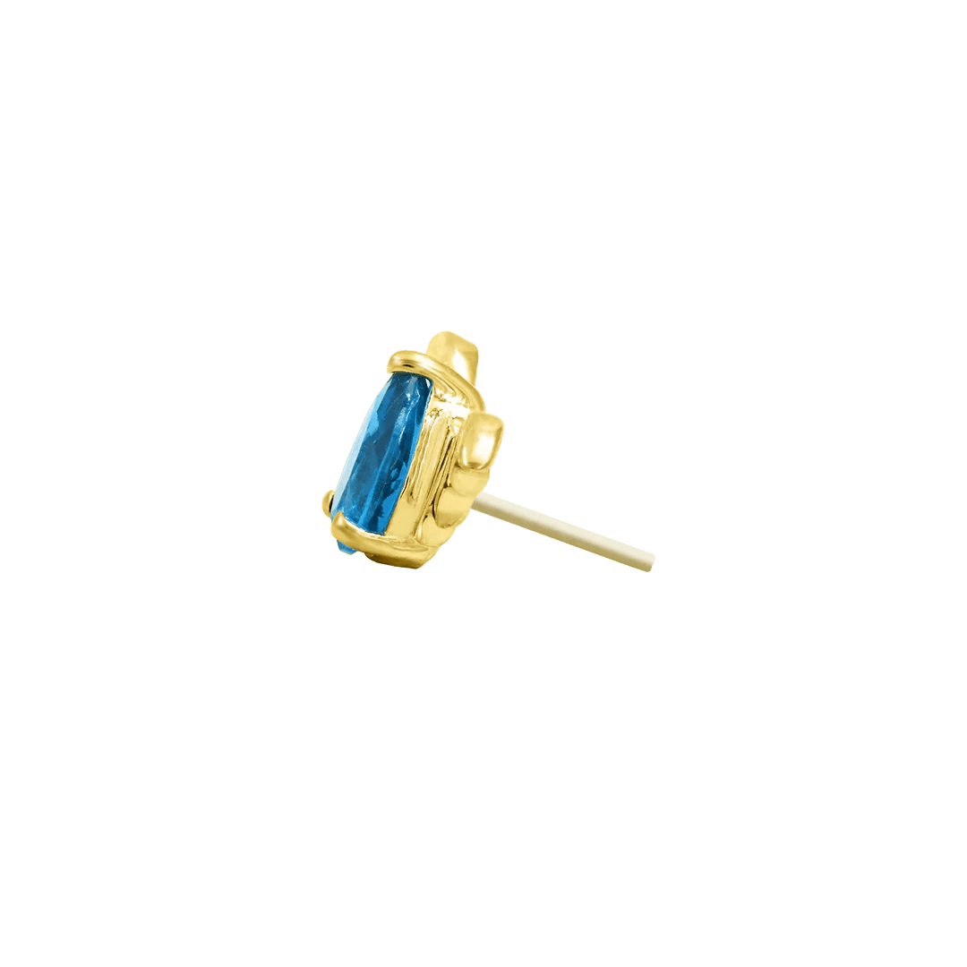 BAT WITH LIGHT SAPPHIRE BLUE CZ 14K GOLD - THREADLESS END piercing-zone.com