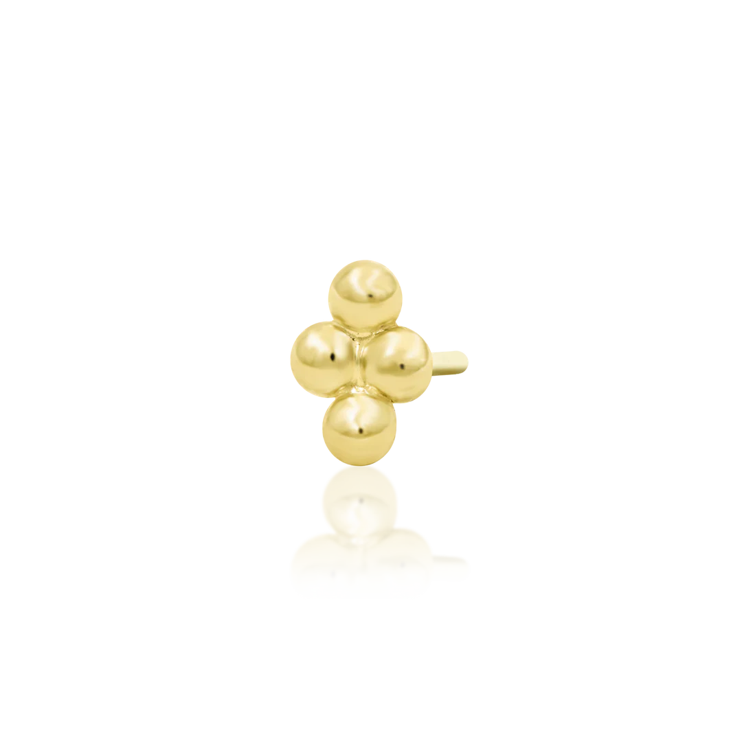 Beaded Diamond – Textured Gold Cluster – 14K Gold Threadless End