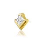 Close-up of Beaded Princess 14K gold end showing beaded frame detail