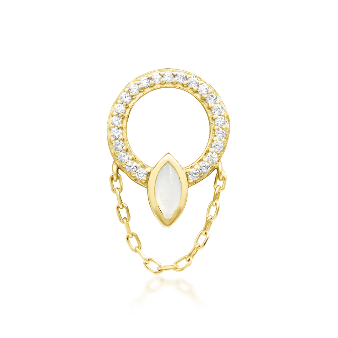 Brenna – 14K Gold Moonstone & CZ Threadless End