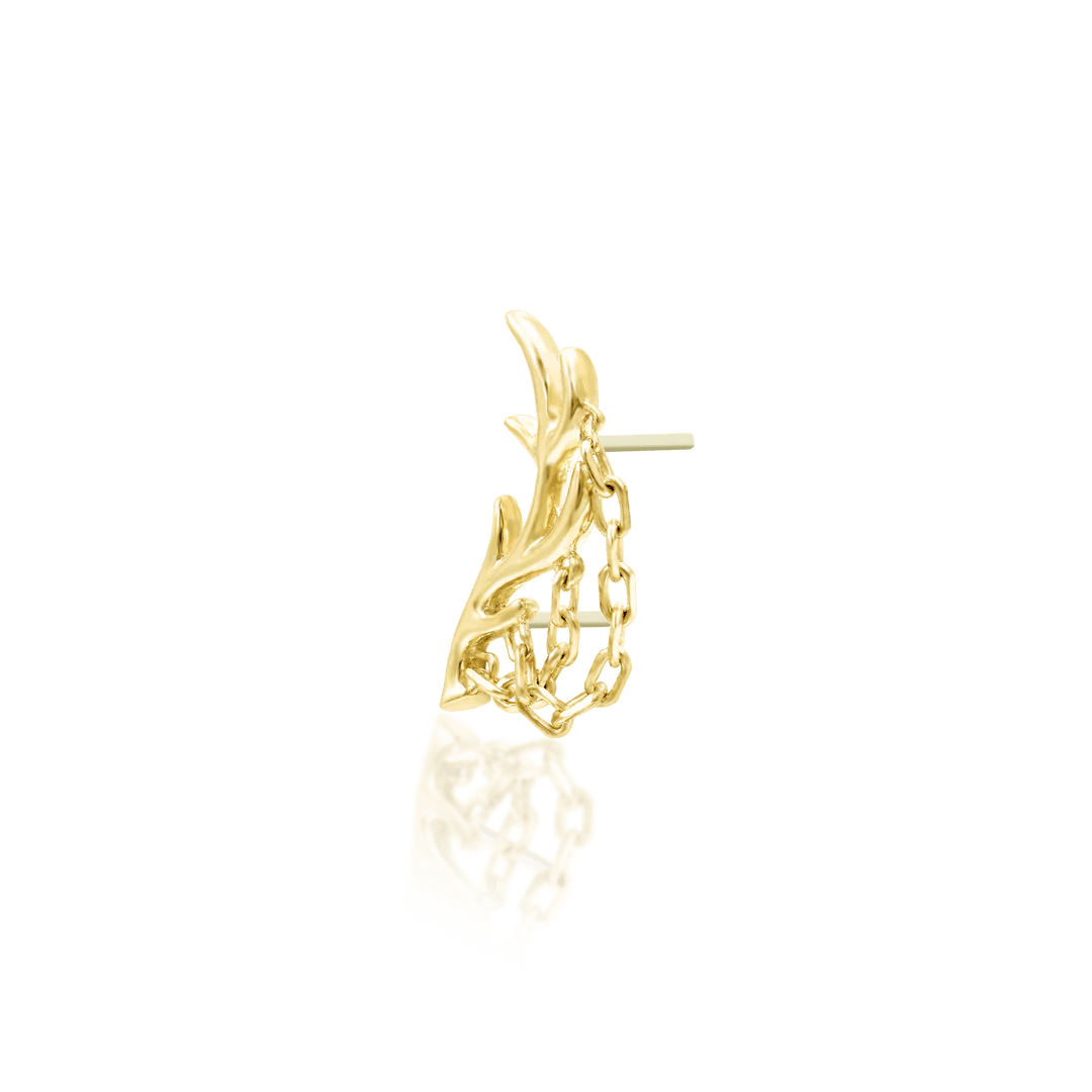 Chained Antler Chains – 14K Gold Threadless End