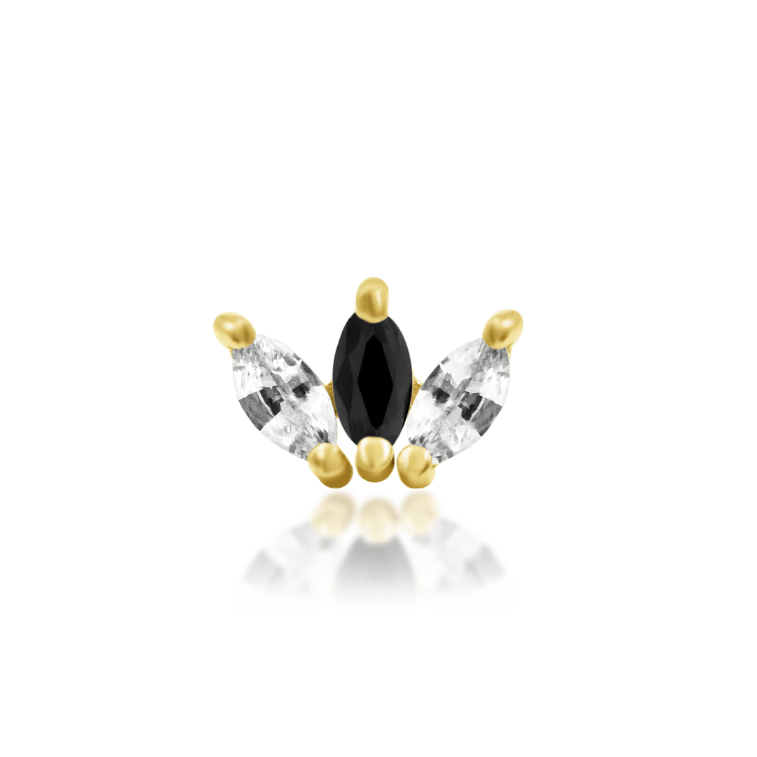 Clash – 14K Gold Triple Marquise CZ Threadless End