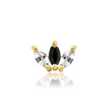 Clash threadless end in 14k yellow gold – black center marquise flanked by white stones