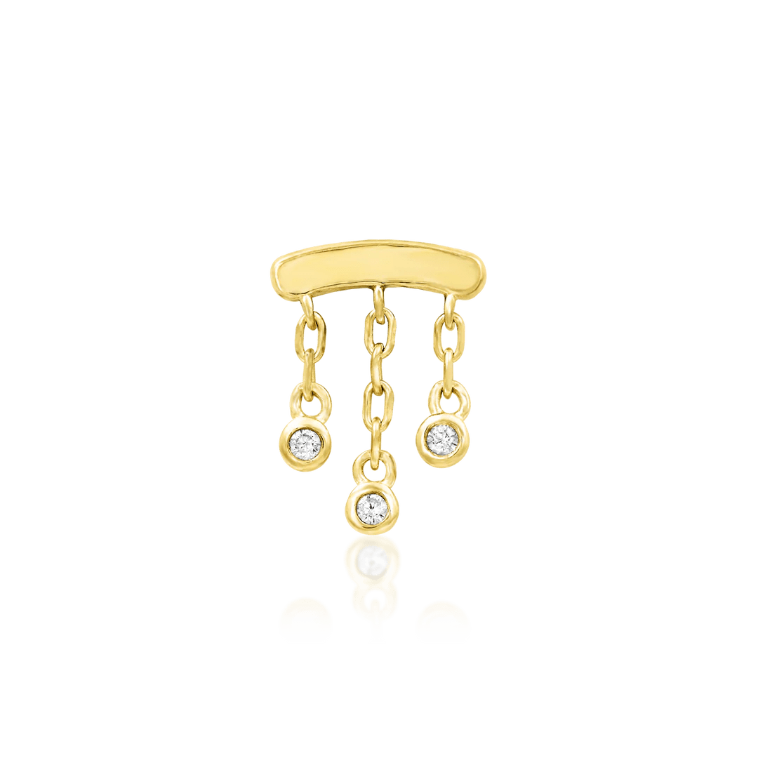Delilah 14K Gold Threadless End with CZ Chains – Front View