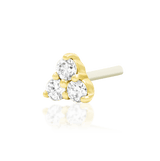 Diamond Trinity Threadless End – 14K Gold