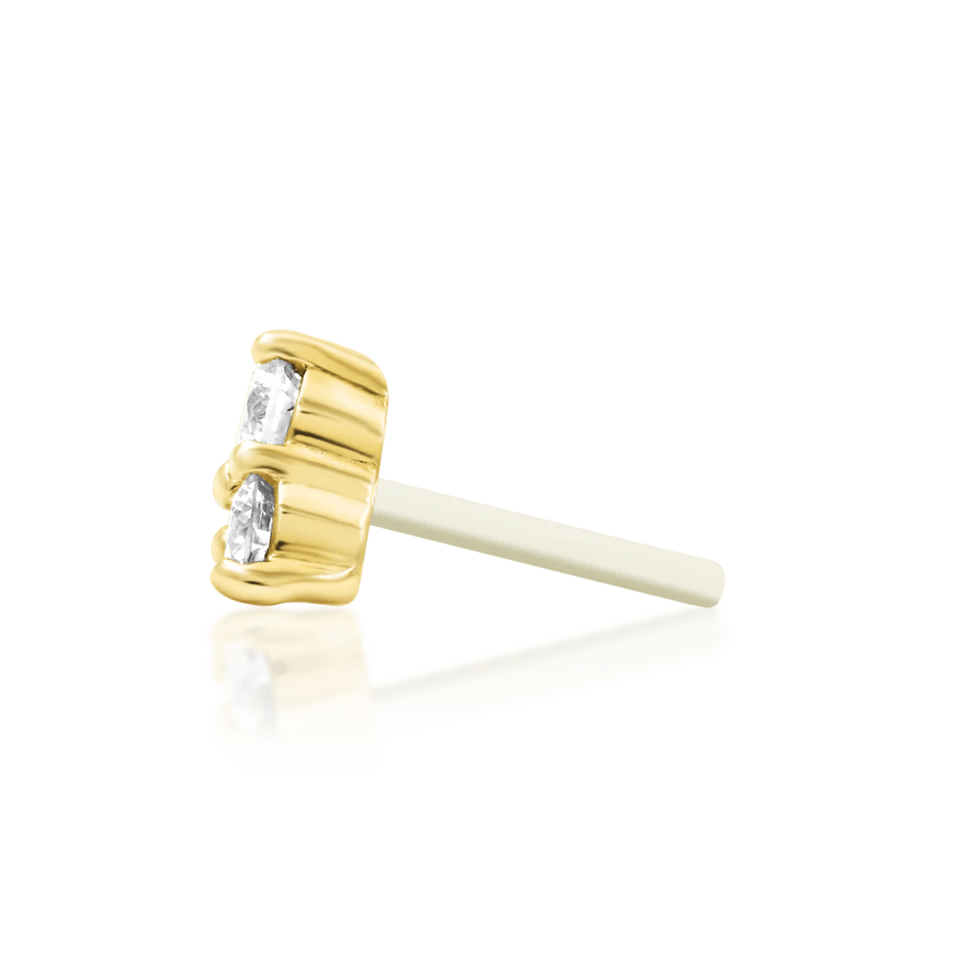 Diamond Trinity Threadless End – 14K Gold