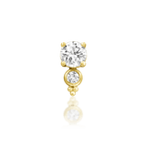 Ecstatic threadless end in 14k yellow gold – front view with two diamonds

