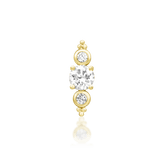 Elated threadless end in 14k yellow gold – front view with 3 diamonds

