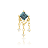 Gari threadless end in 14k yellow gold – square Alexandrite with chain