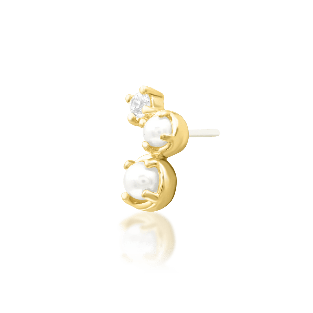 Gatsy threadless end in 14K gold with pearl and CZ