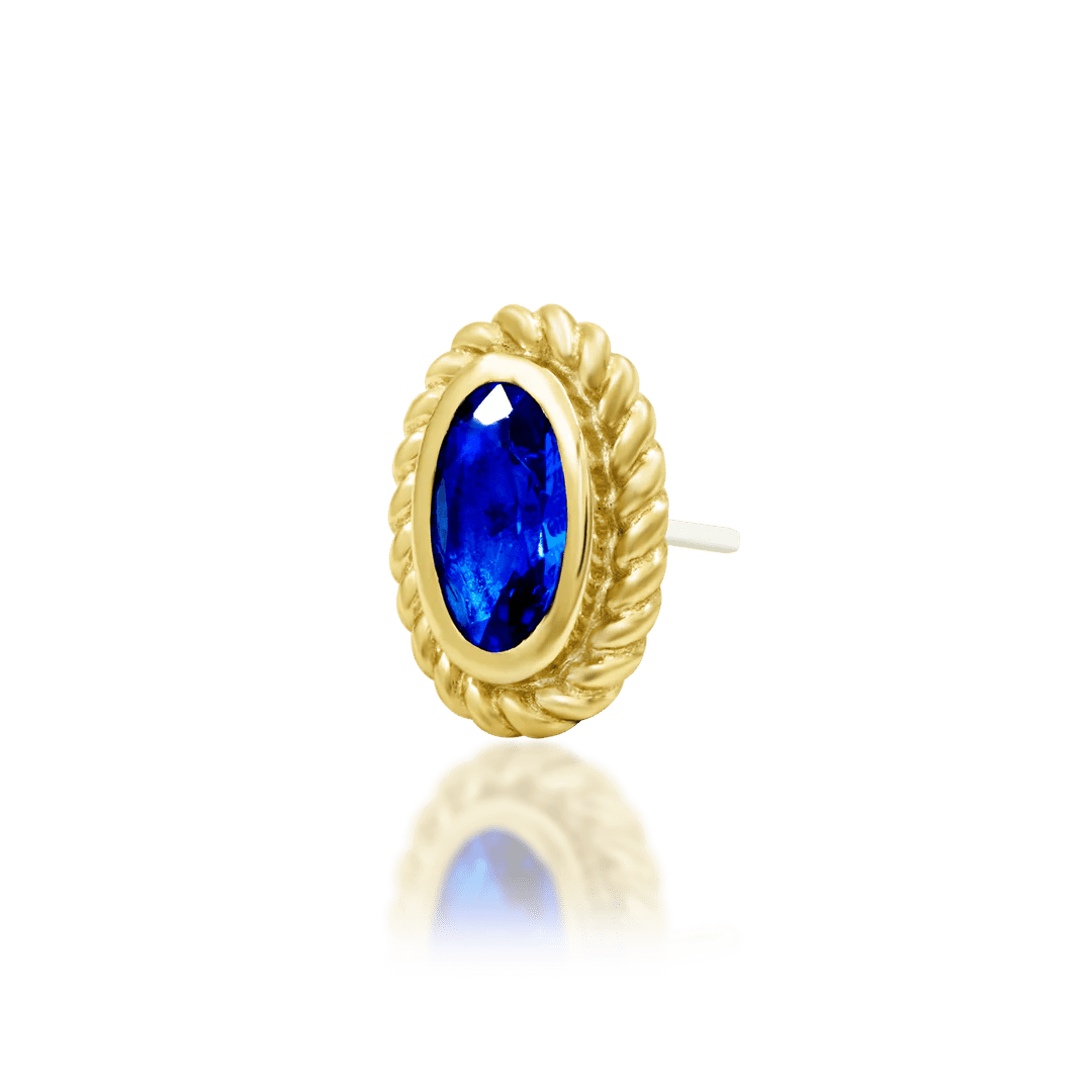 Genevive – 14K Gold Blue CZ Threadless End