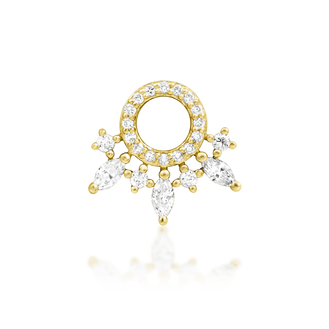 Halona 14K Gold Threadless End with Lab-Grown Diamonds – Front View