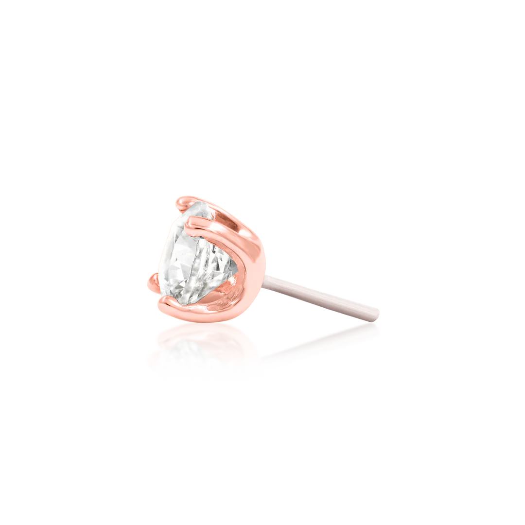 Higher Profile 4 Prong Set – 14K Gold CZ Threadless End