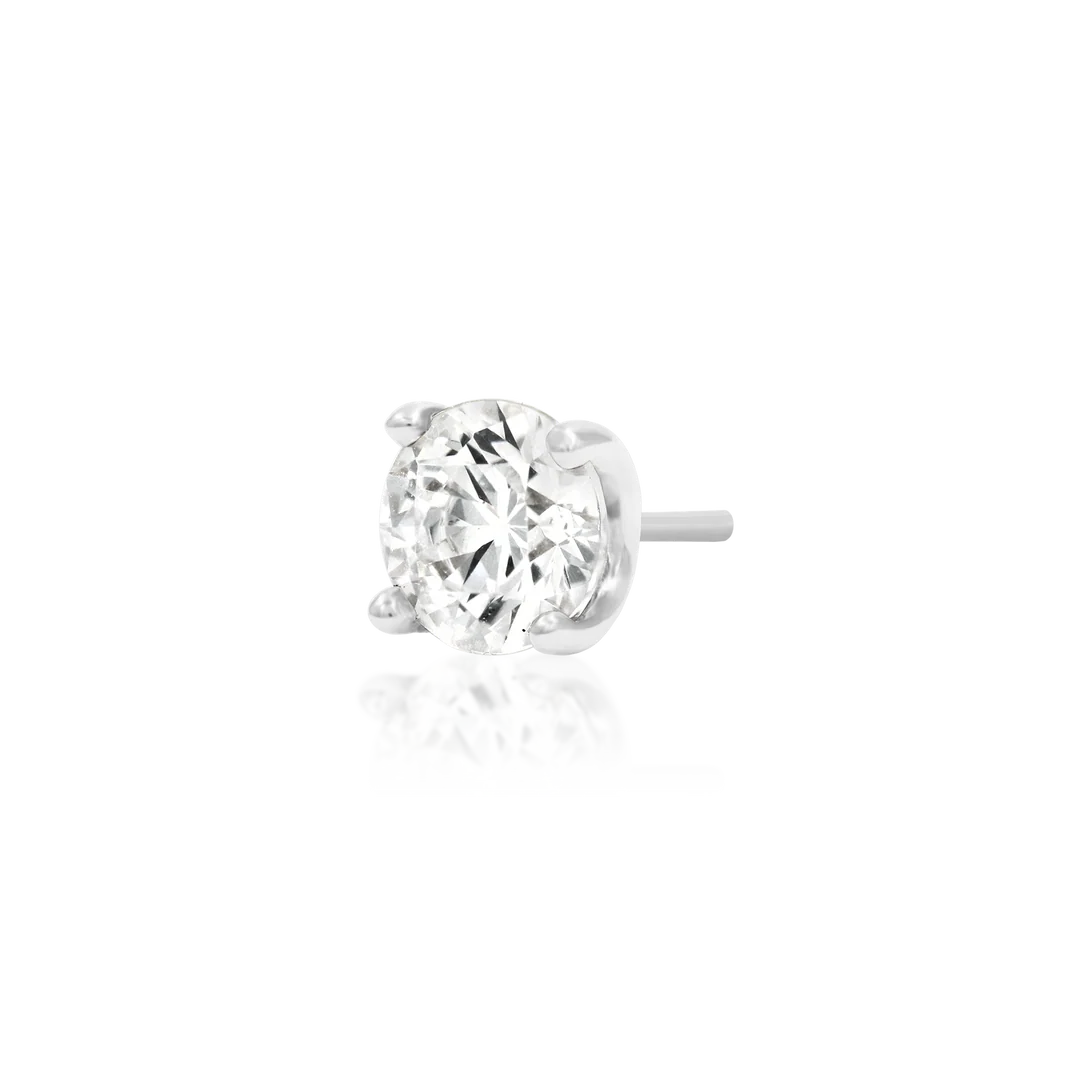 Higher Profile 4 Prong Set – 14K Gold CZ Threadless End