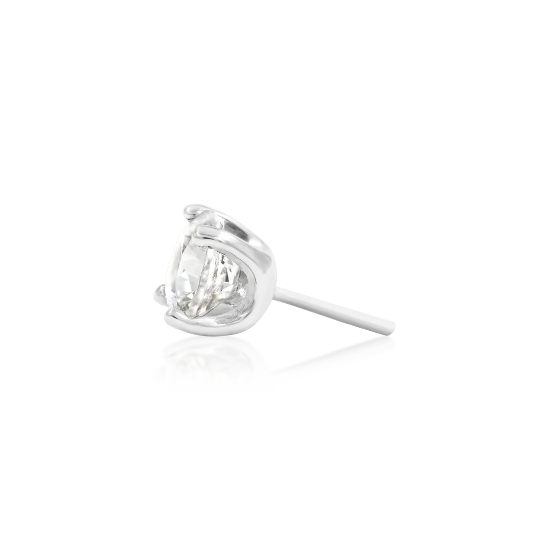 Higher Profile 4 Prong Set – 14K Gold CZ Threadless End
