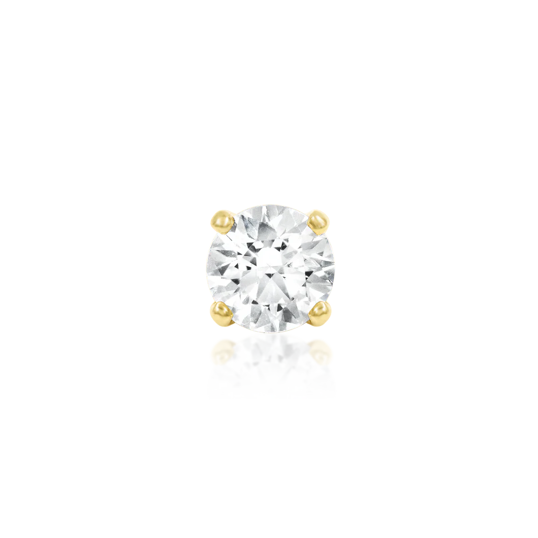 Higher Profile 4 Prong Set – 14K Gold CZ Threadless End