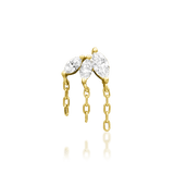 Infamous threadless end in 14k yellow gold – front view with 3 marquise diamonds
