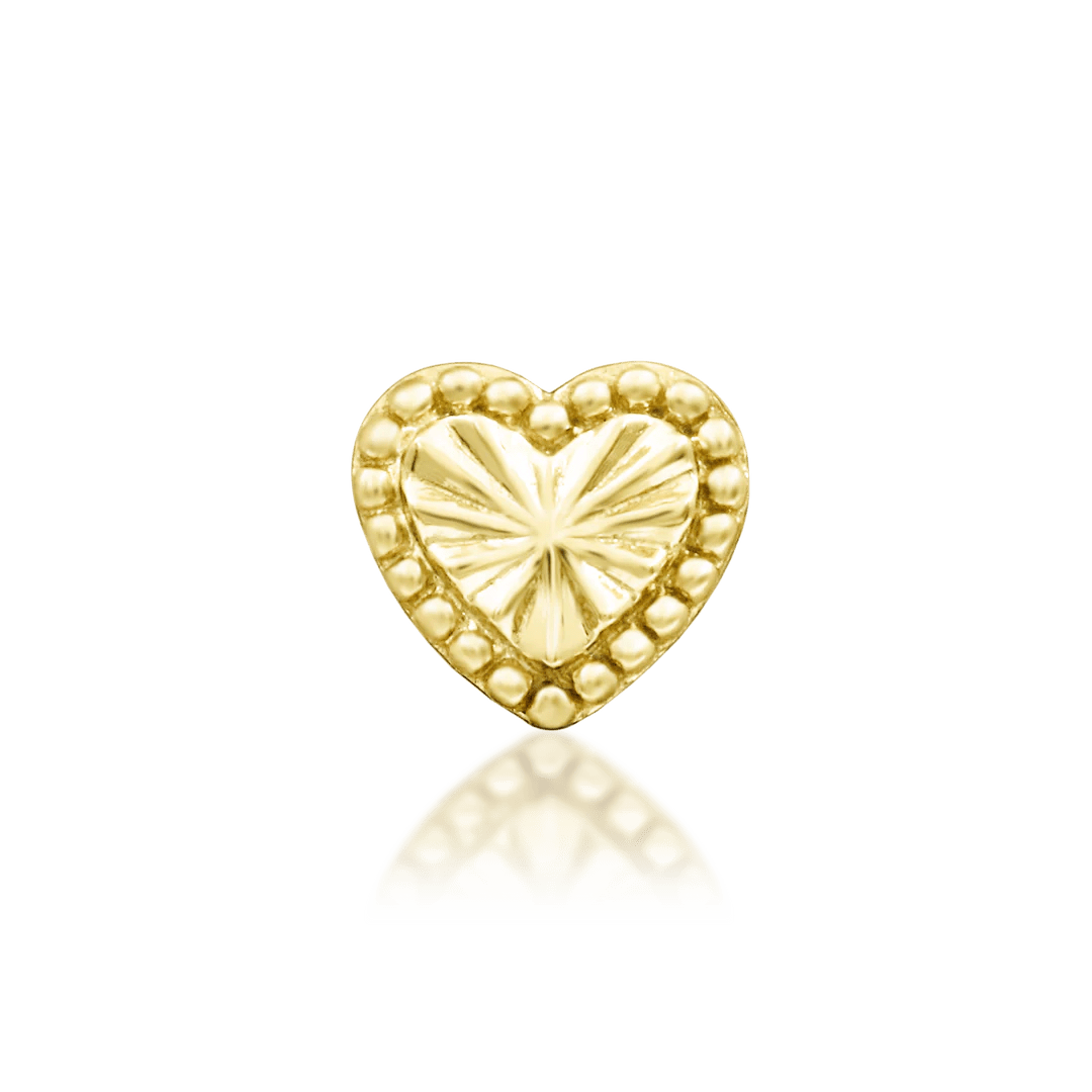 Lara – 14K Gold Textured Heart Threadless End