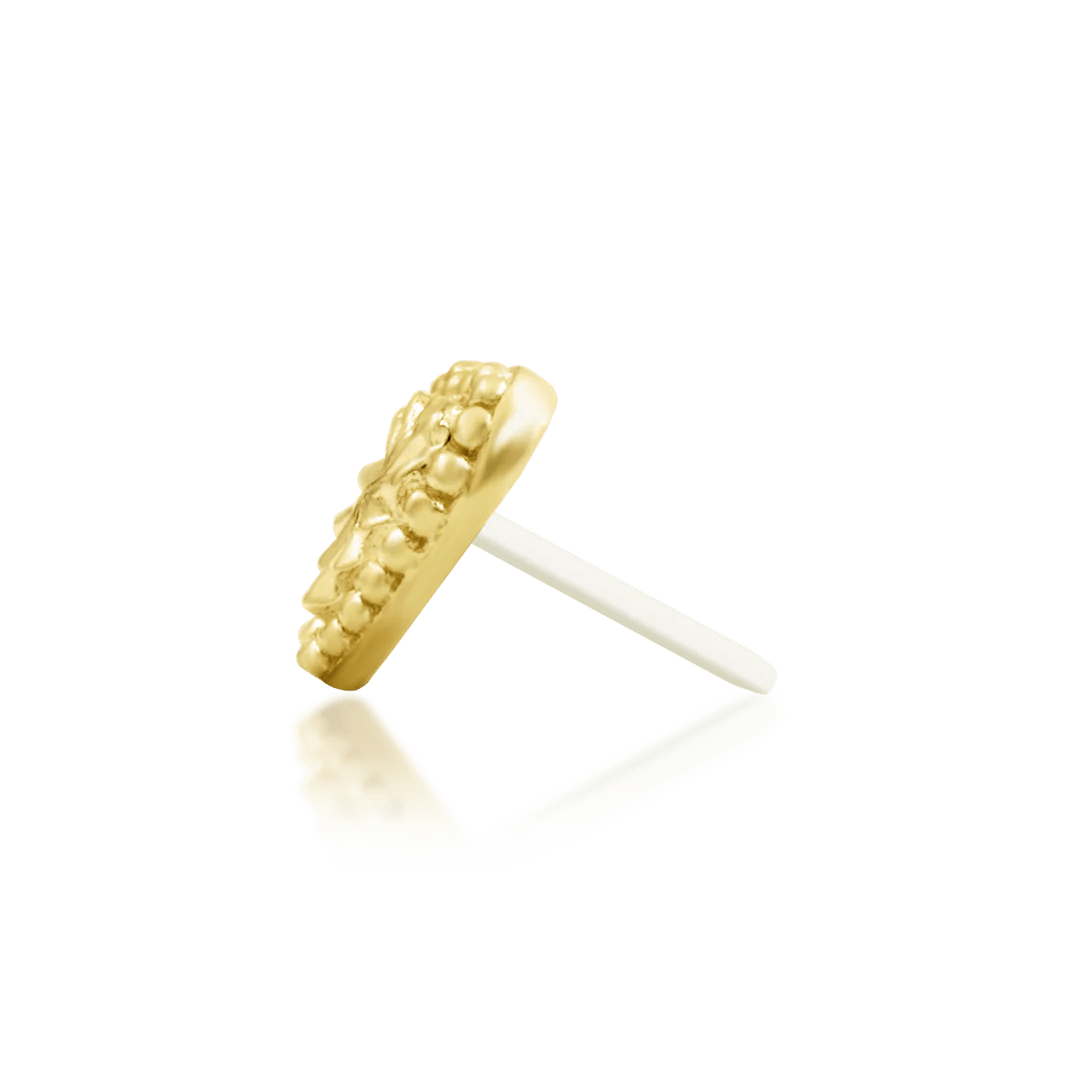 Lara – 14K Gold Textured Heart Threadless End