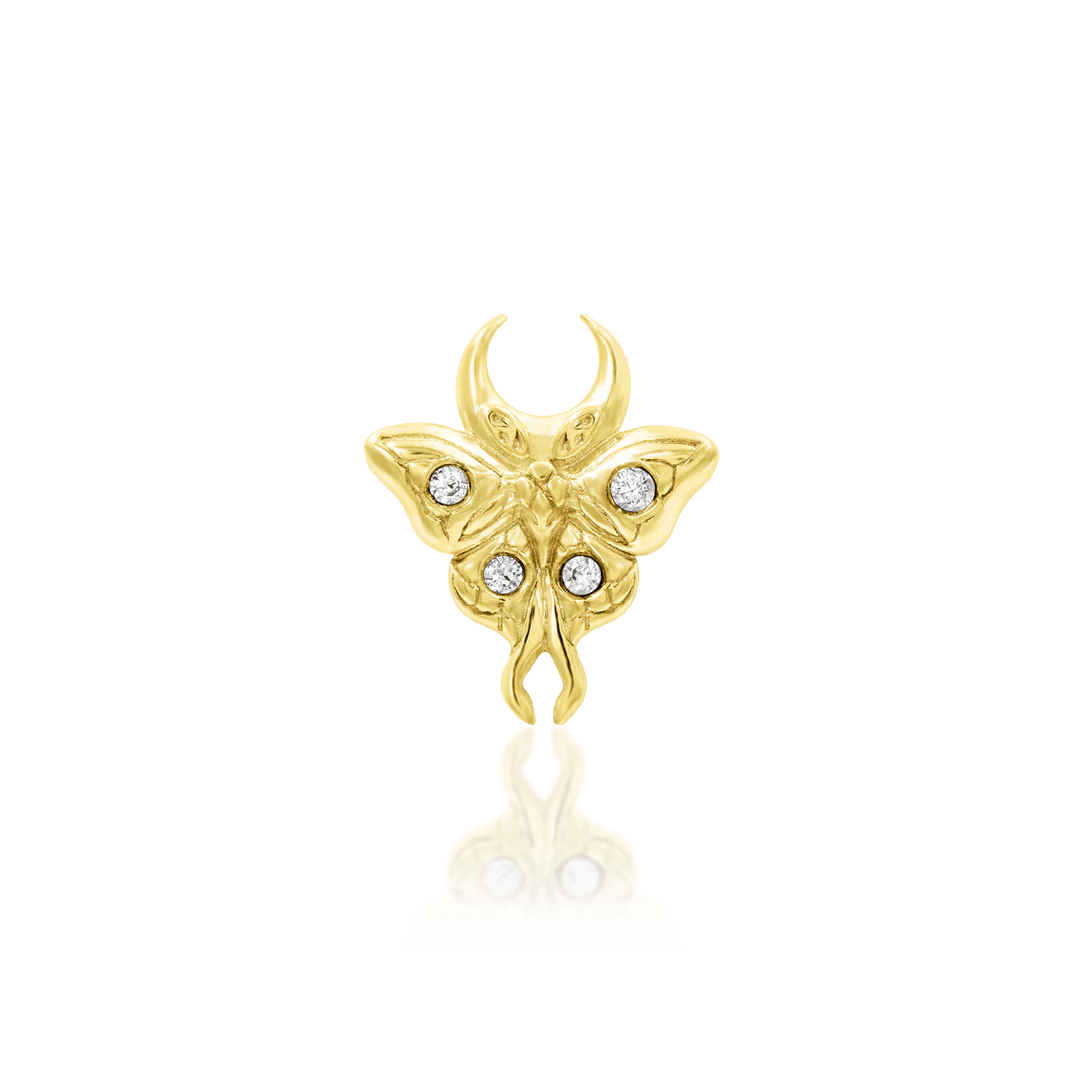 Luna 14K Gold Threadless End with CZ Accents – Front View