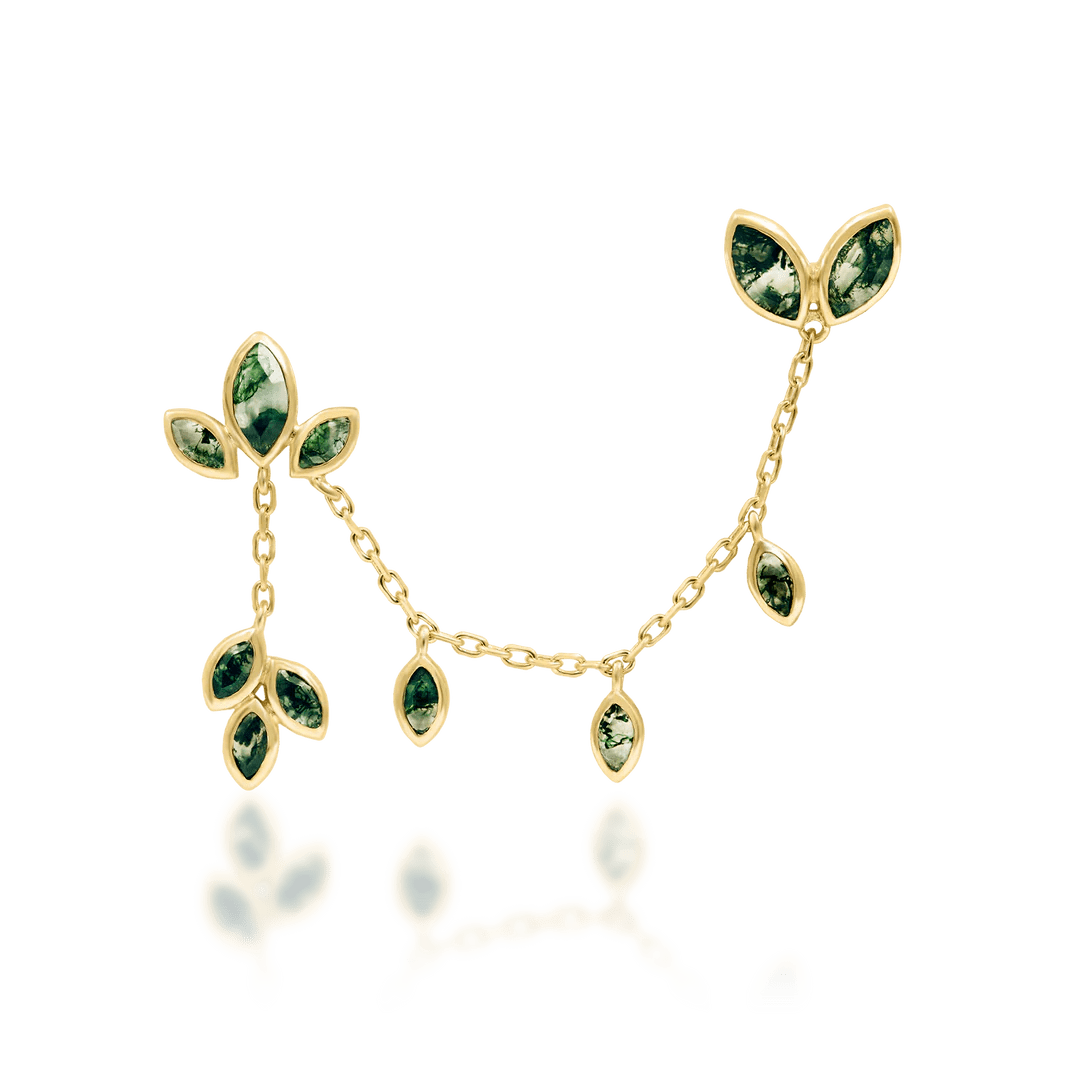 Endora – 14K Gold Moss Agate Threadless End