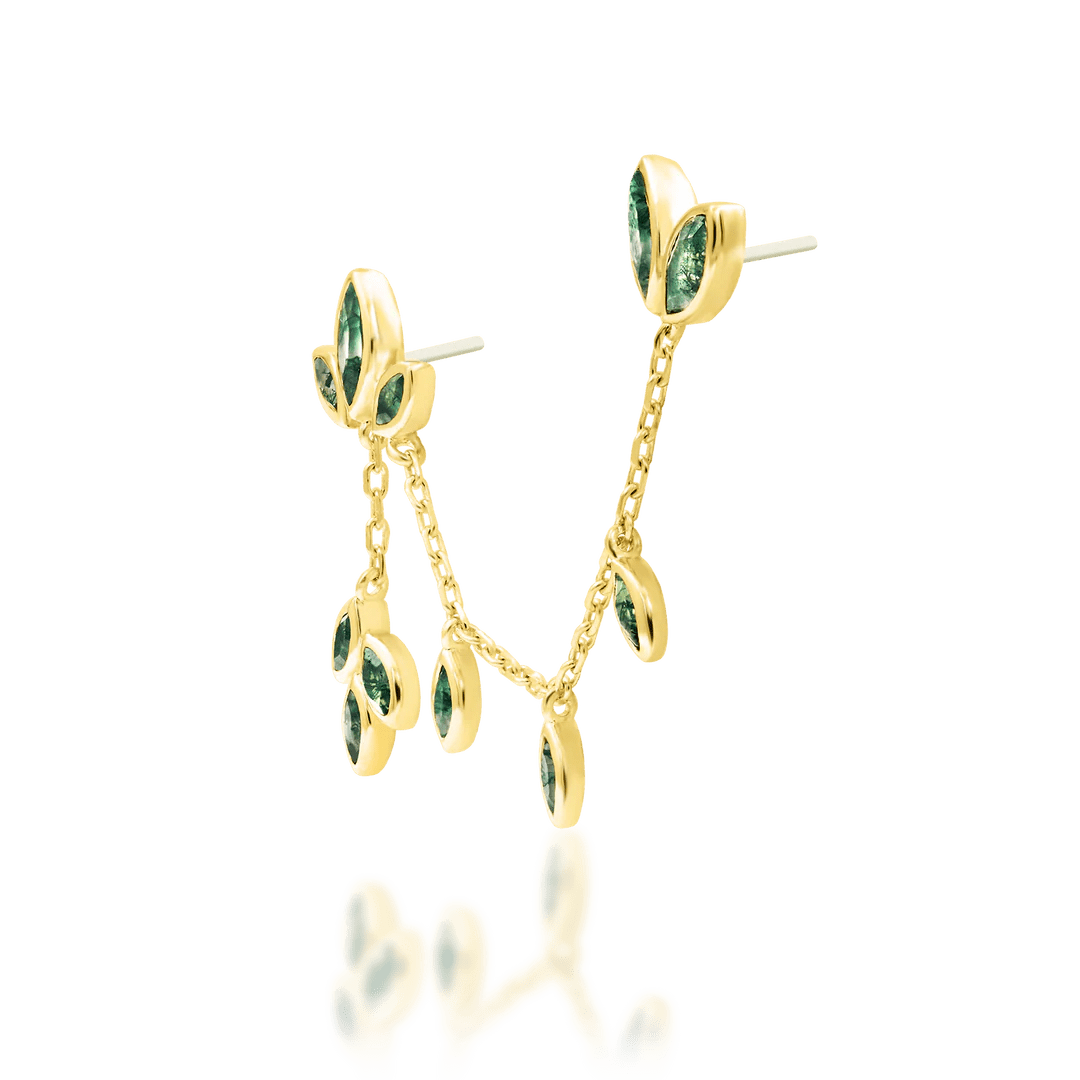 Endora – 14K Gold Moss Agate Threadless End