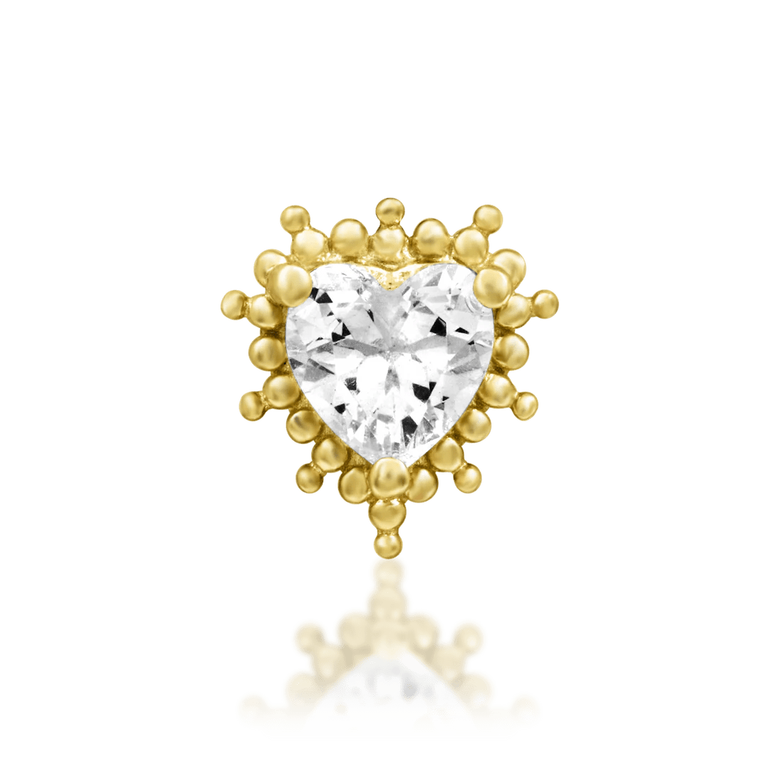 Meet Cute threadless end in 14k yellow gold – heart with CZ center