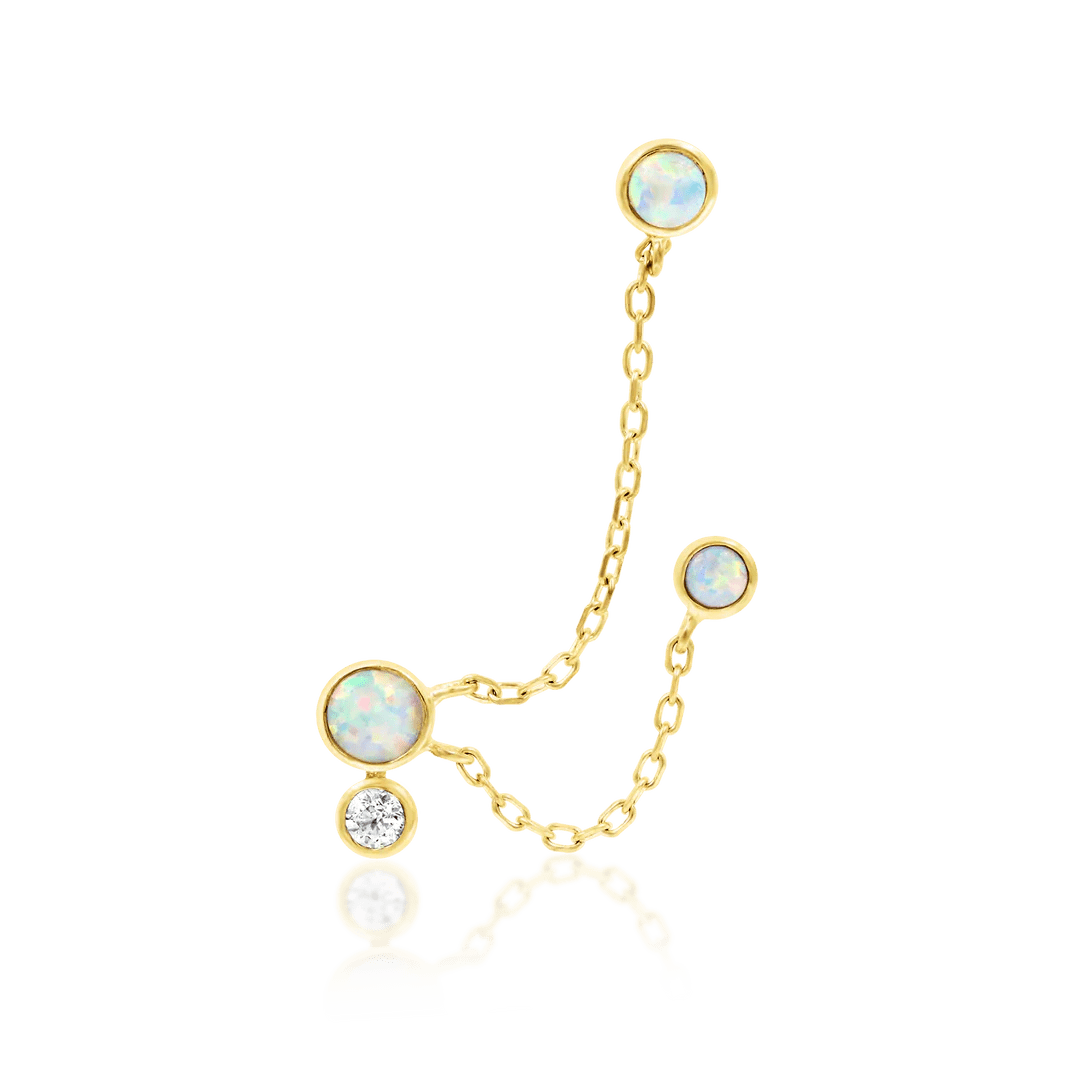 Mei Chains – 14K Gold, Opal & CZ Threadless End