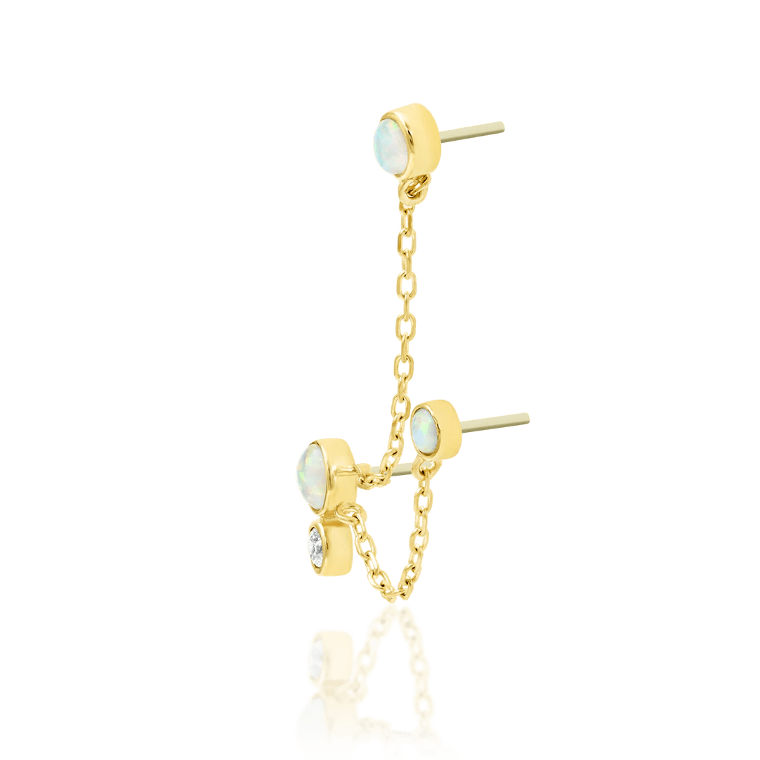 Mei Chains – 14K Gold, Opal & CZ Threadless End