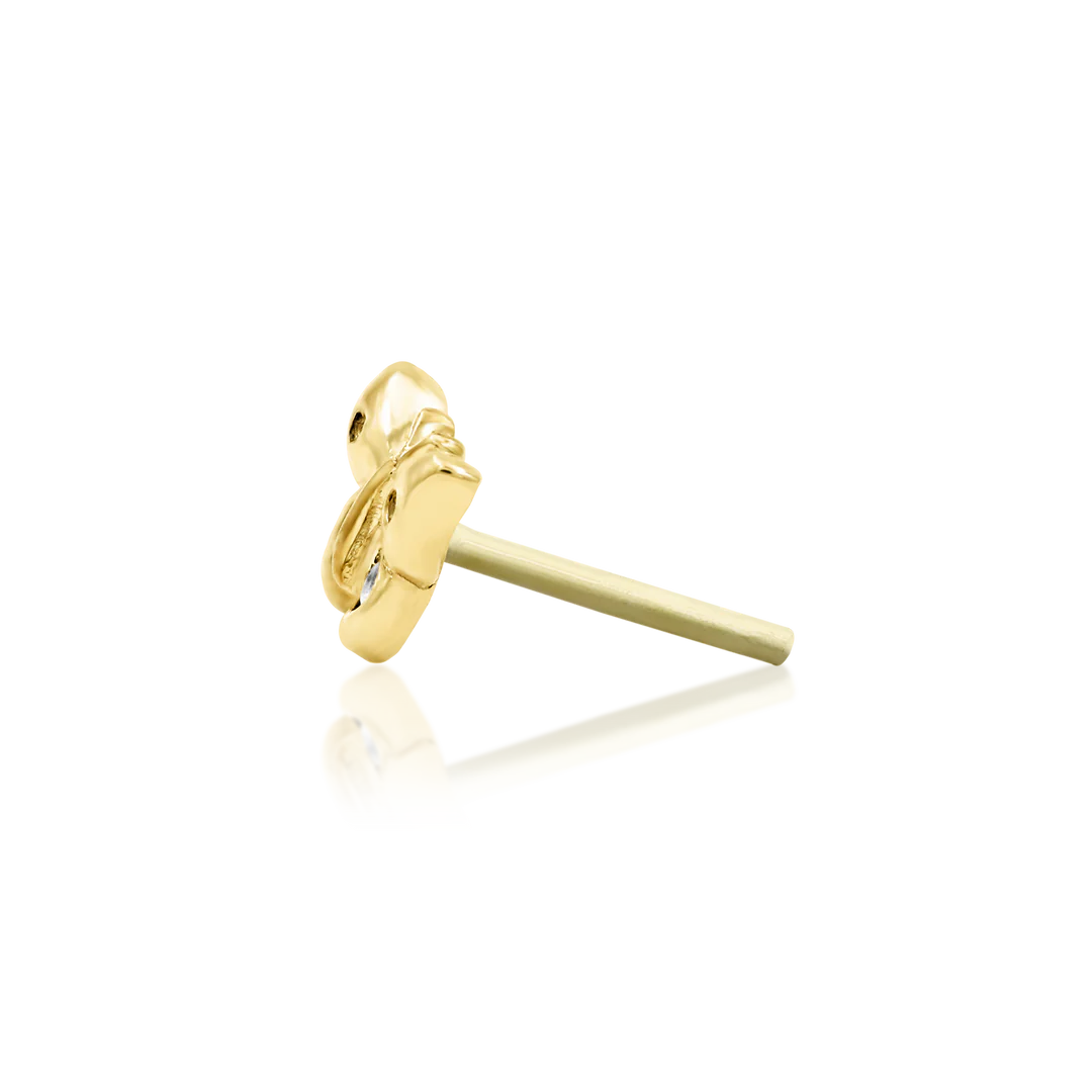 Mini Butterfly – Tiny CZ Winged – 14K Gold Threadless End