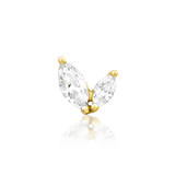 Ocie threadless end in 14k yellow gold – asymmetric marquise CZ duo