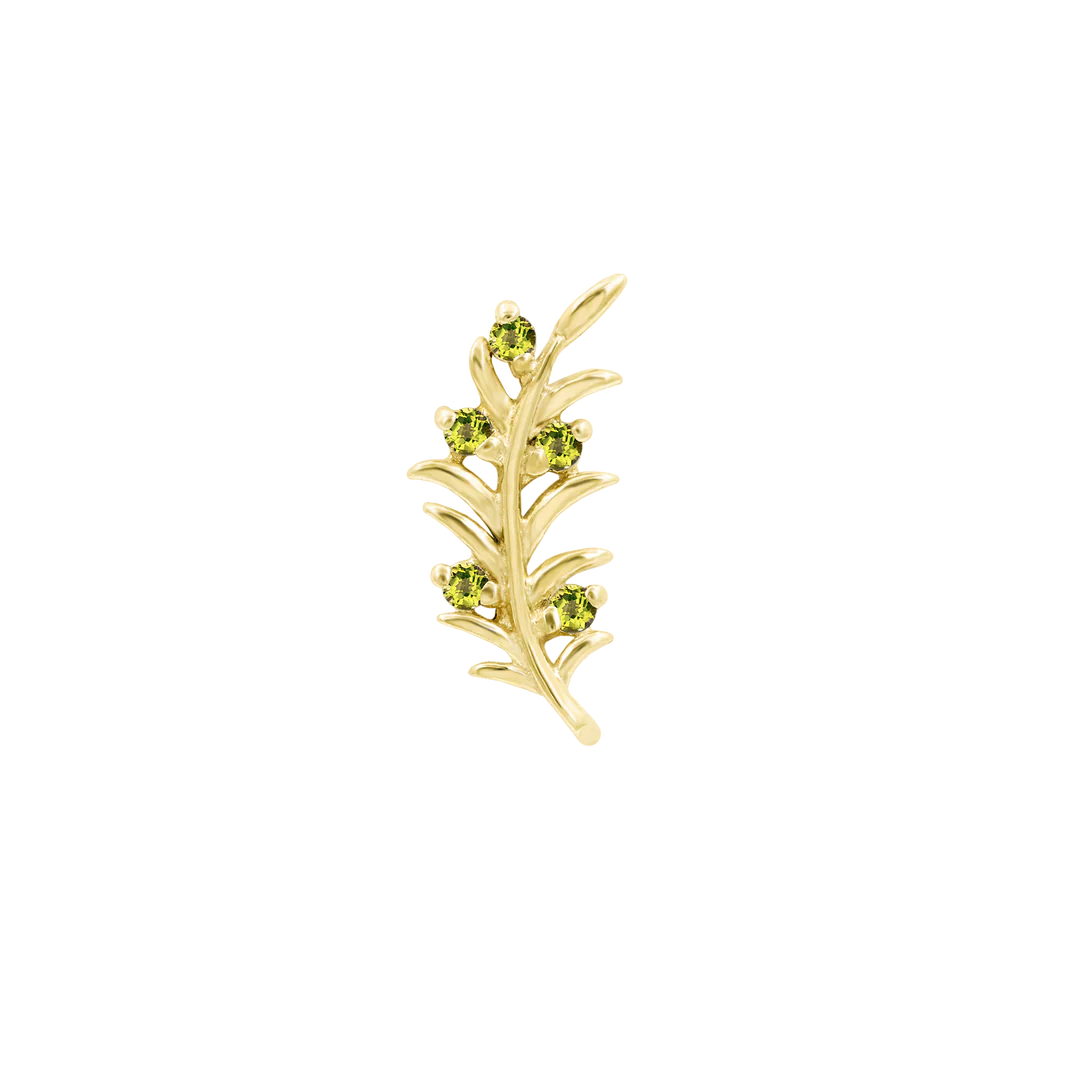 Olive Branch – Peridot CZ Curve – 14K Gold Threadless End
