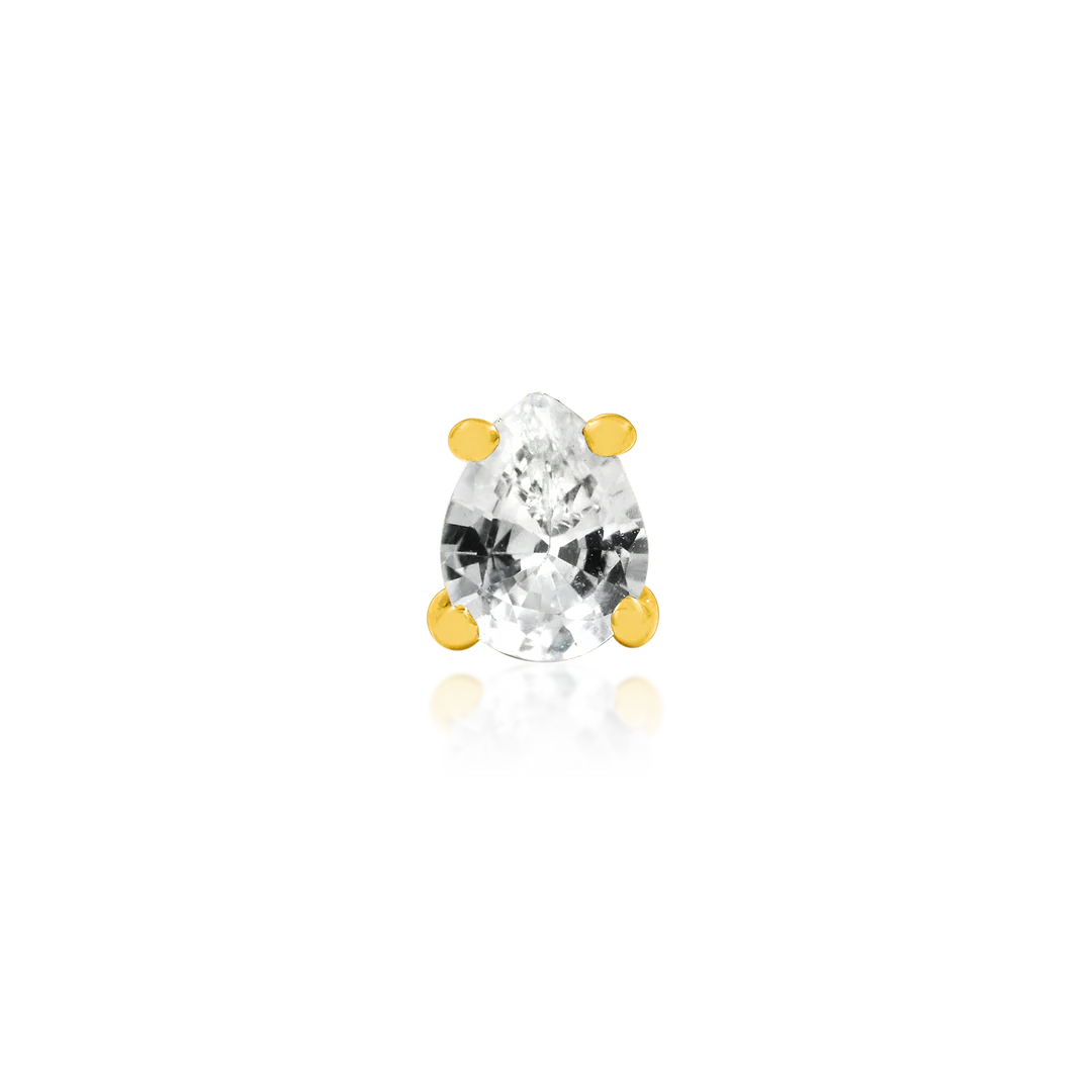 Pear-Cut – 14K Gold CZ Teardrop Threadless End