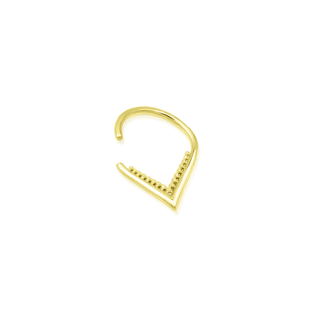 Penny Seam Ring – 14K Gold Beaded V-Shaped Piercing Ring