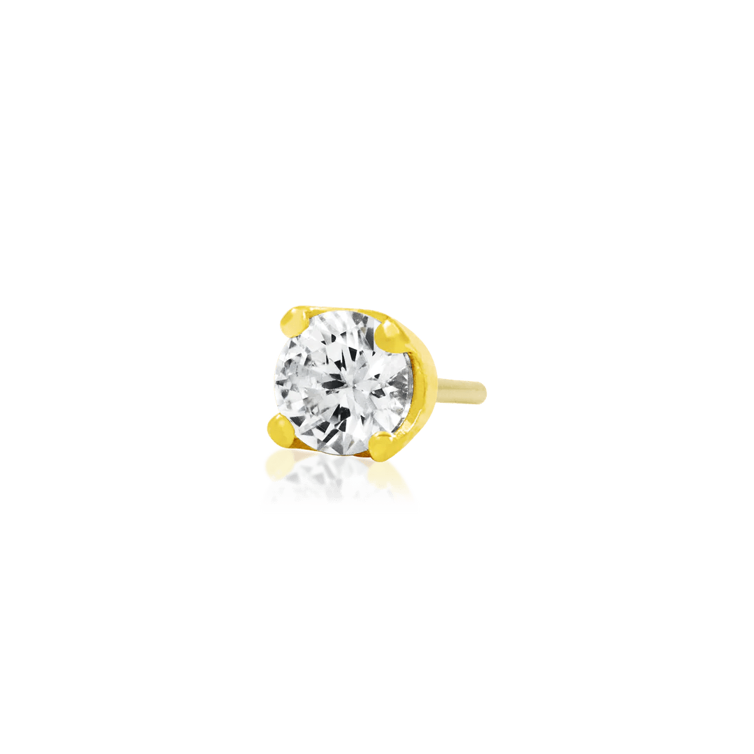 PRONG-SET CZ-14K GOLD piercing-zone.com
