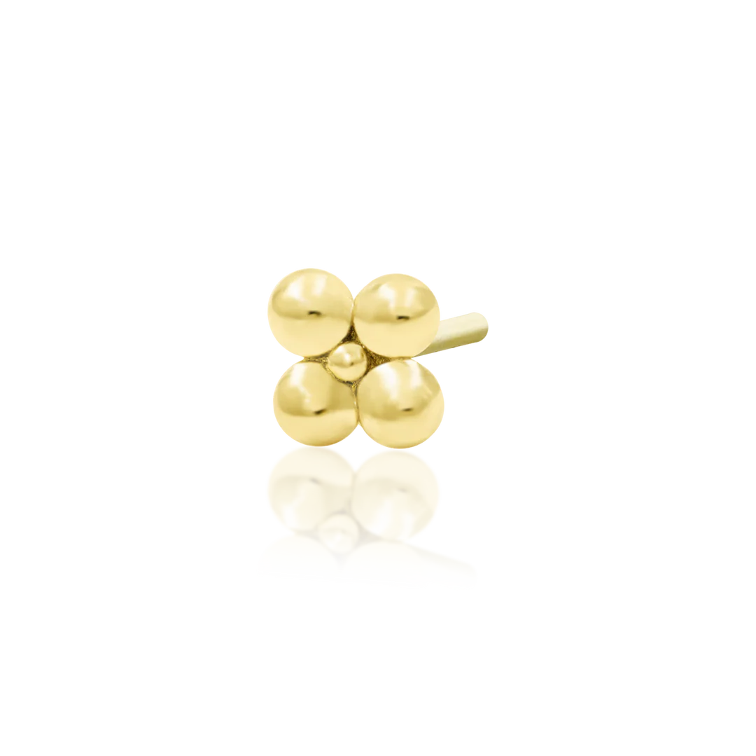 Quad-Bead – Minimalist Gold Cluster – 14K Gold Threadless End