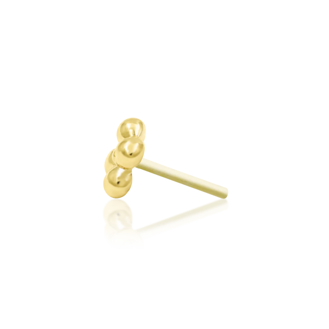 Quad-Bead – Minimalist Gold Cluster – 14K Gold Threadless End
