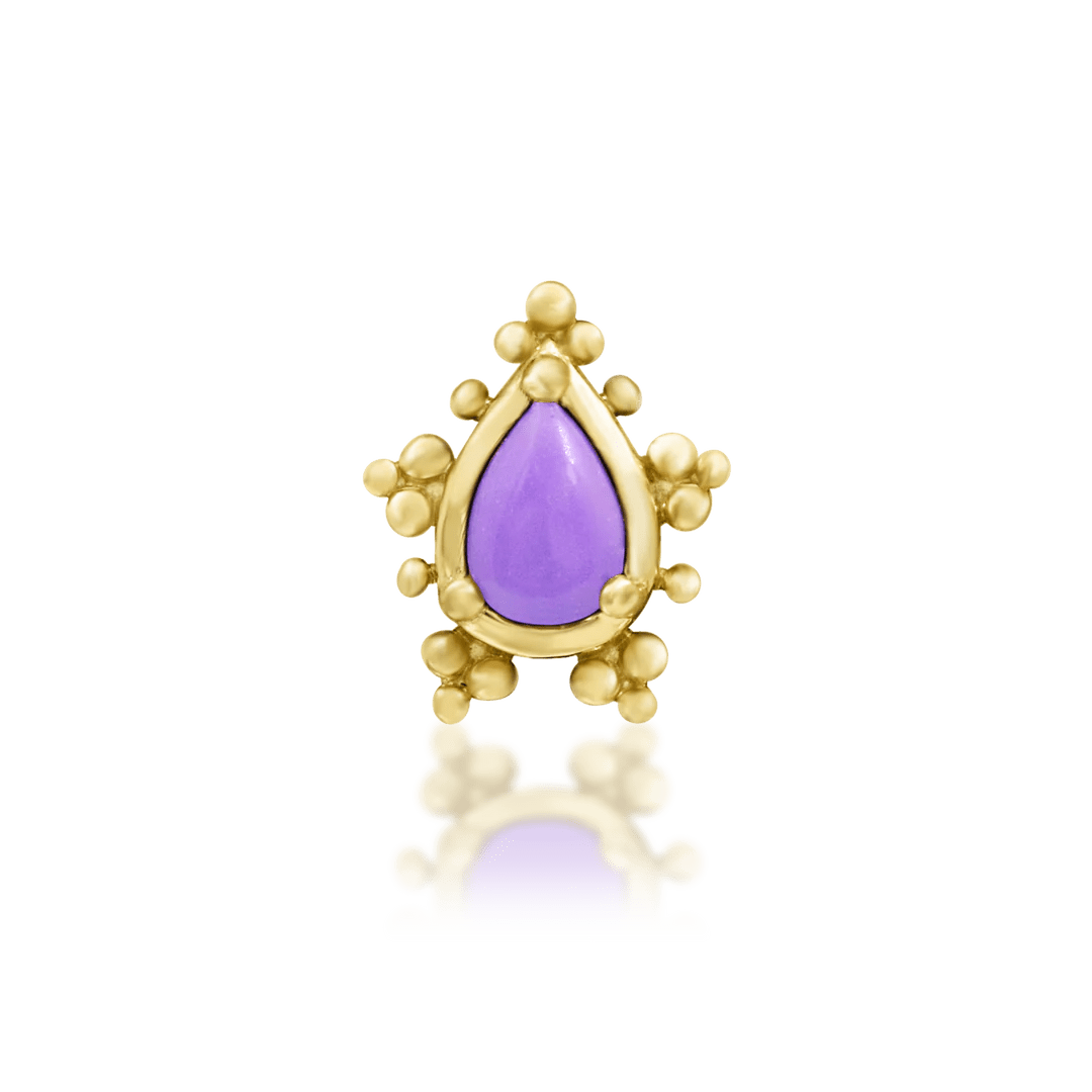 Savanna – 14K Gold Purple Turquoise & CZ Threadless End