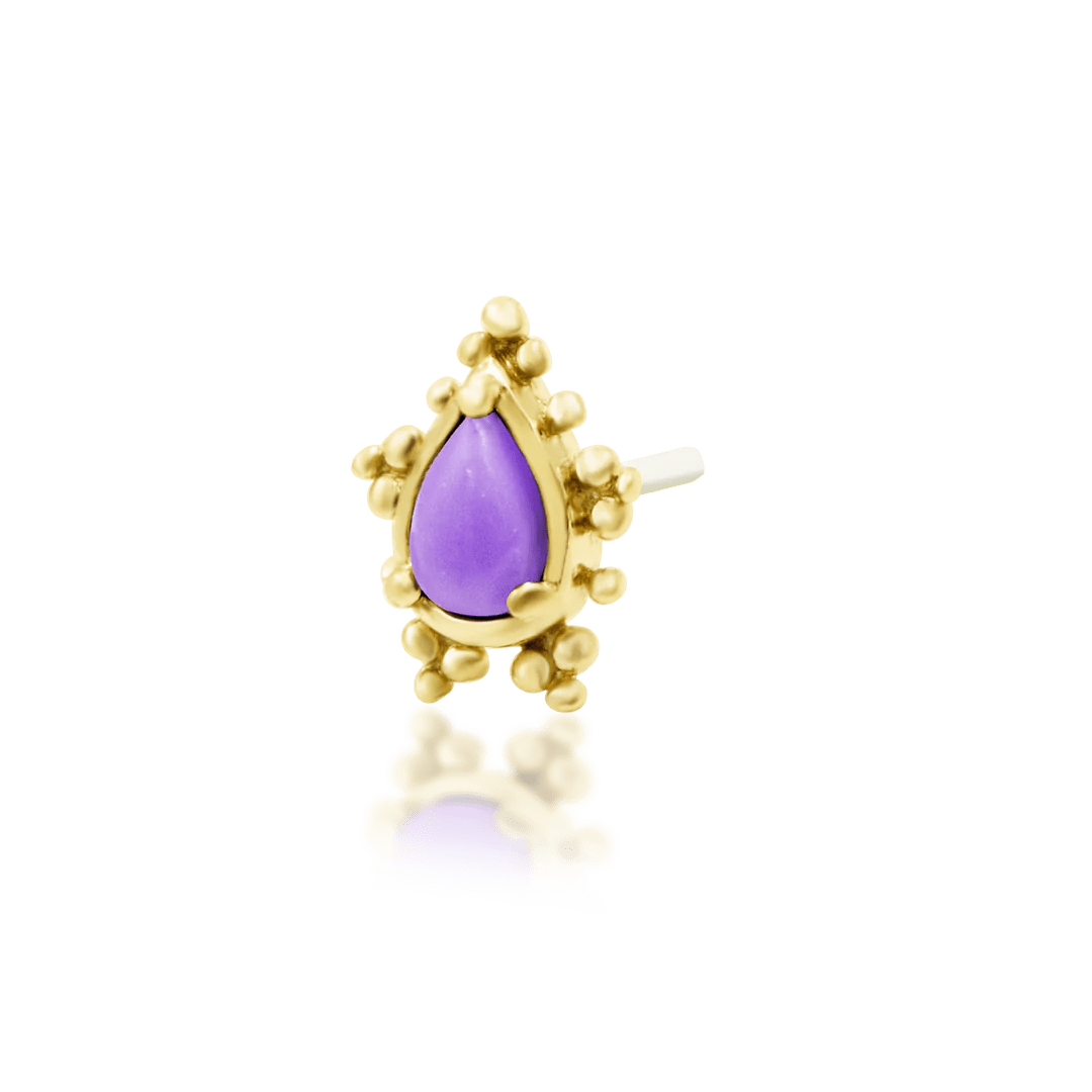 Savanna – 14K Gold Purple Turquoise & CZ Threadless End