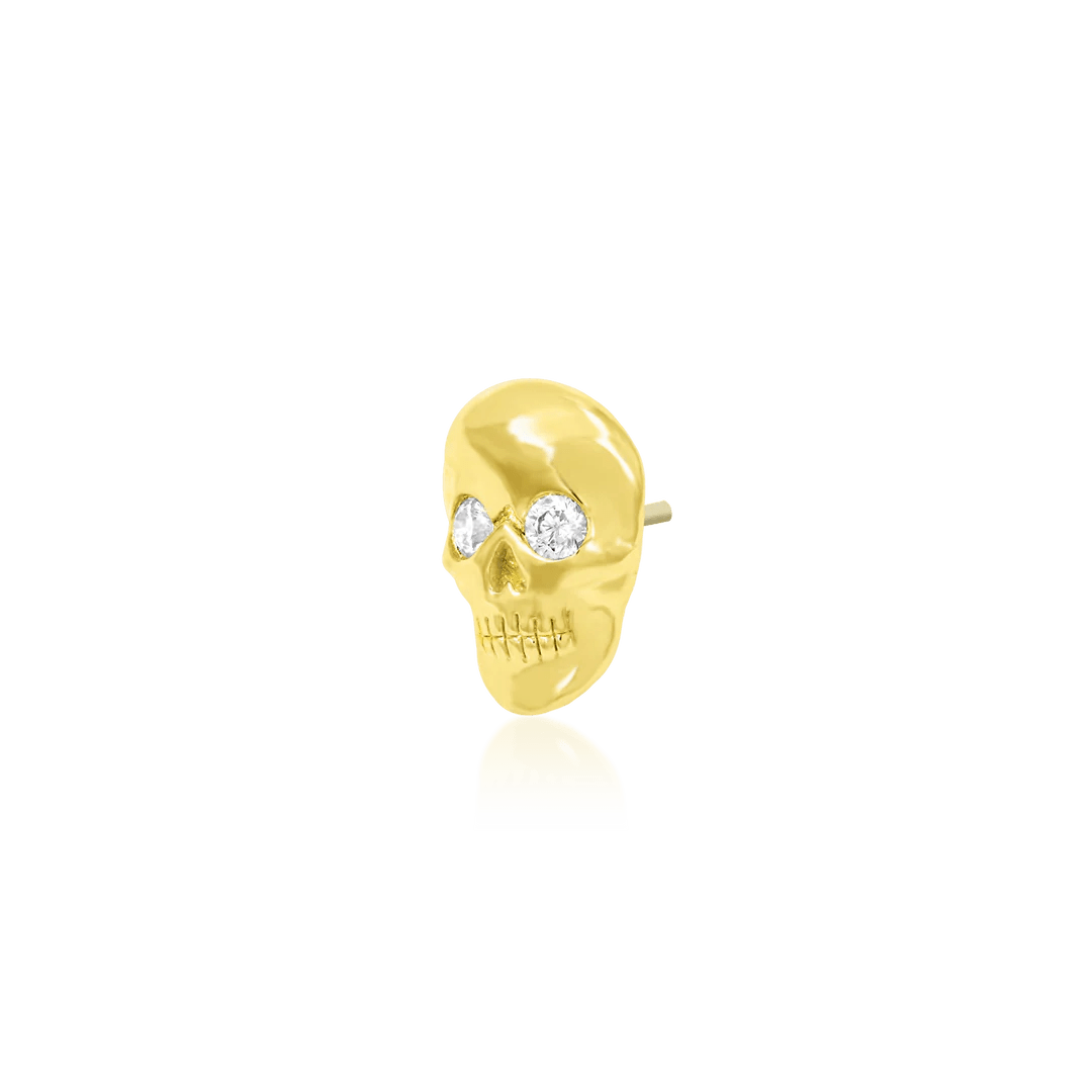 CRYSTAL SKULL 14K GOLD - THREADLESS END piercing-zone.com