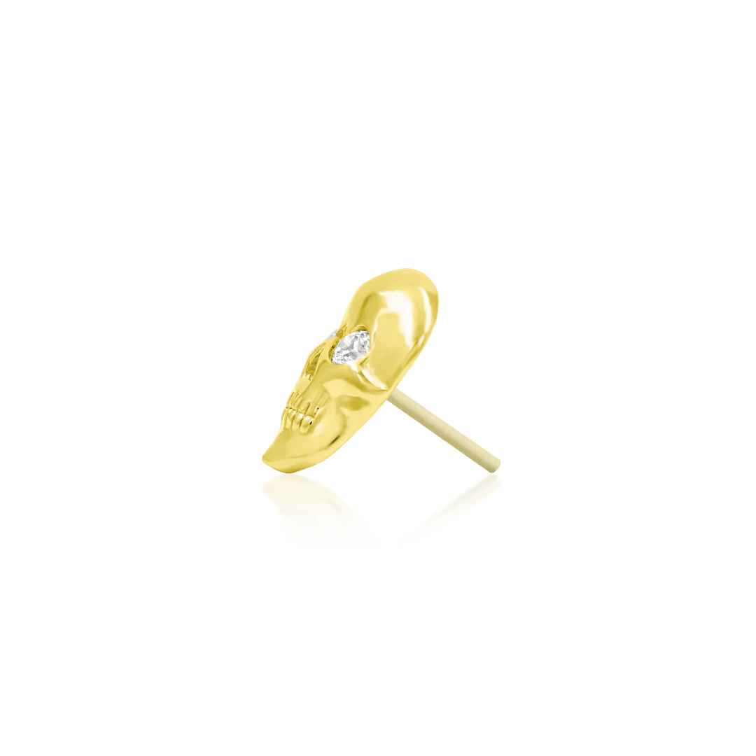 CRYSTAL SKULL 14K GOLD - THREADLESS END piercing-zone.com