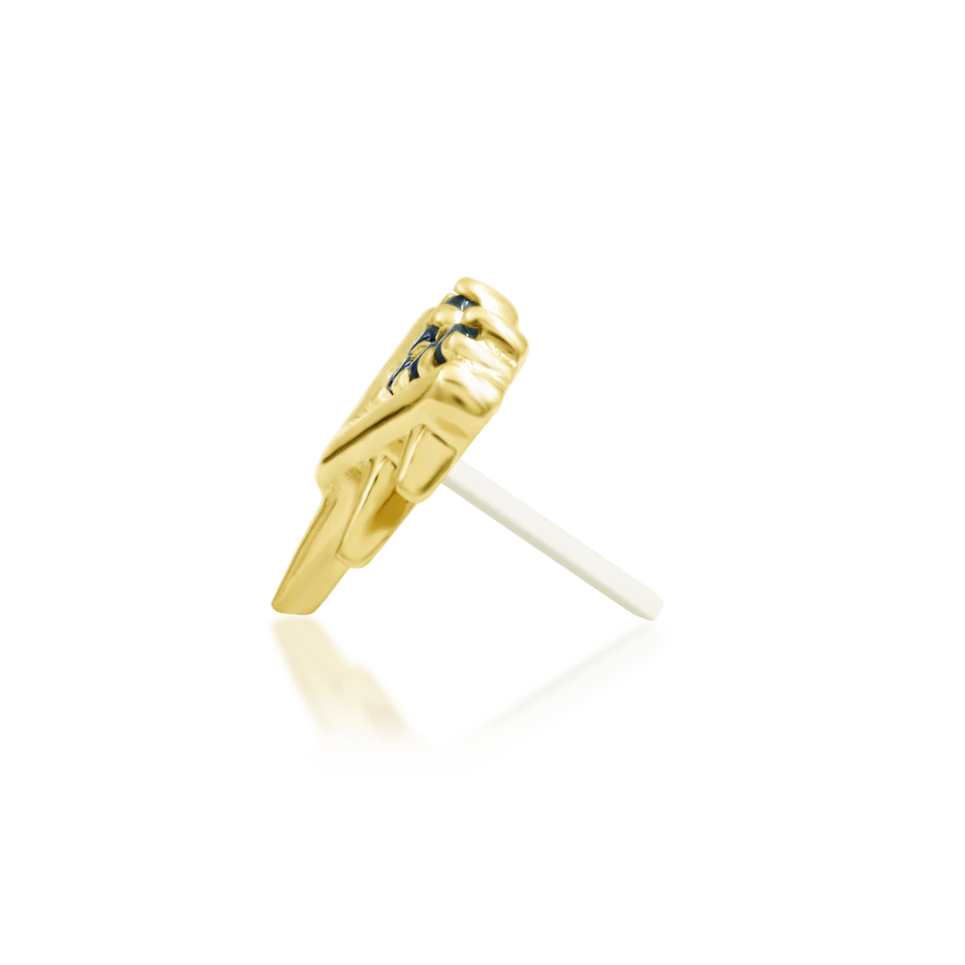 Tatiana – 14K Gold Blue CZ Threadless End
