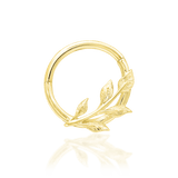 Terra Clicker Ring – 14K Gold Branch Accent for Daith & Septum
