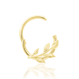 Terra Clicker Ring – 14K Gold Branch Accent for Daith & Septum