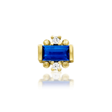 Tina 14K Gold Threadless End with Blue CZ Cluster – Front View