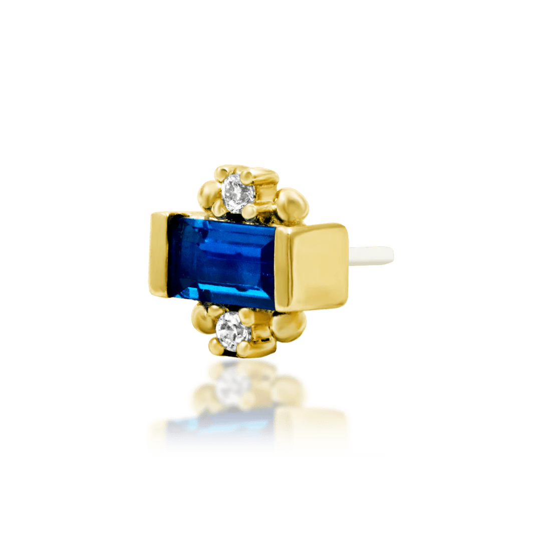 Side angle of Tina threadless end showing gemstone sparkle