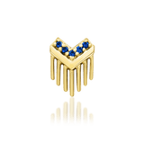 Valour chevron end in 14k yellow gold – front view with blue sapphires