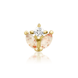 Vi threadless end in 14k yellow gold – floral shape with genuine sunstones

