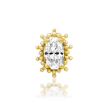 Vision threadless end in 14k yellow gold – pear CZ with modern gold frame