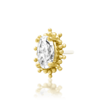 Top-down photo of Vision end – teardrop CZ centered in gold design